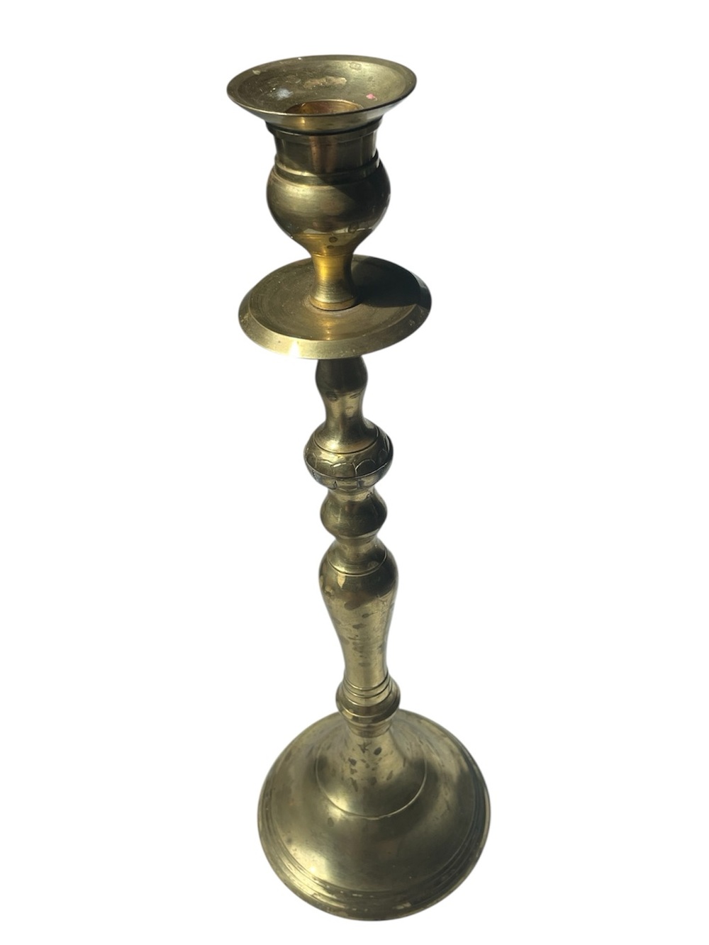 Vintage Tall Brass Candlestick IHB Hollywood Regency Ornate India 14.75”